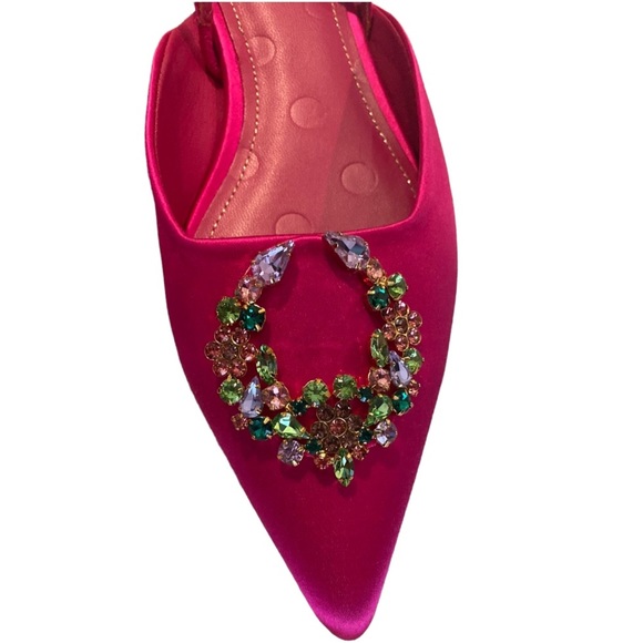 Boden Hot Pink Jewel Embellished Closed Toe Sling Back Sandals Pumps Size 42 - Picture 2 of 5